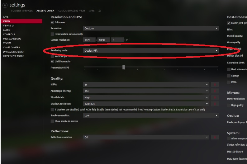 Corsa - settings for VR | Page | RevolutionSimRacing